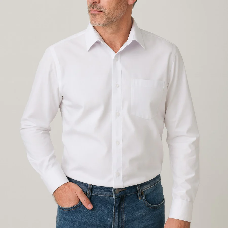 Camisa blanca de manga larga talla XXL a la 5XL - Imagen 5