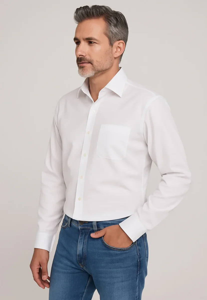 Camisa blanca de manga larga talla XXL a la 5XL - Imagen 3