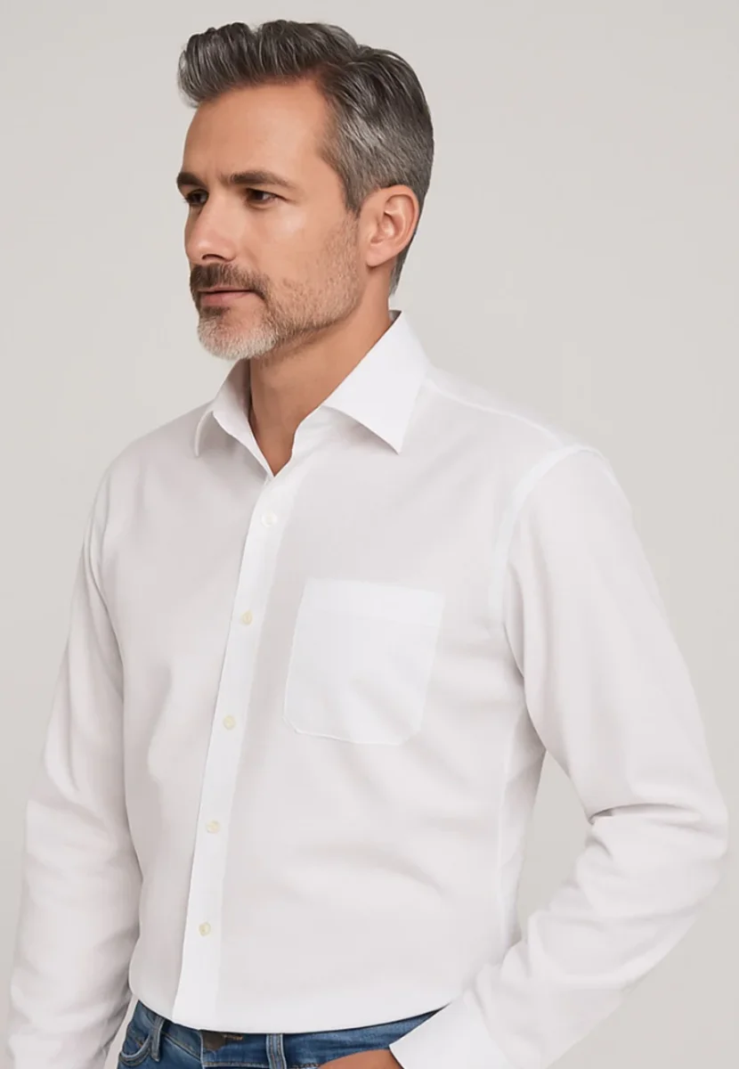 Camisa blanca de manga larga talla XXL a la 5XL - Imagen 2